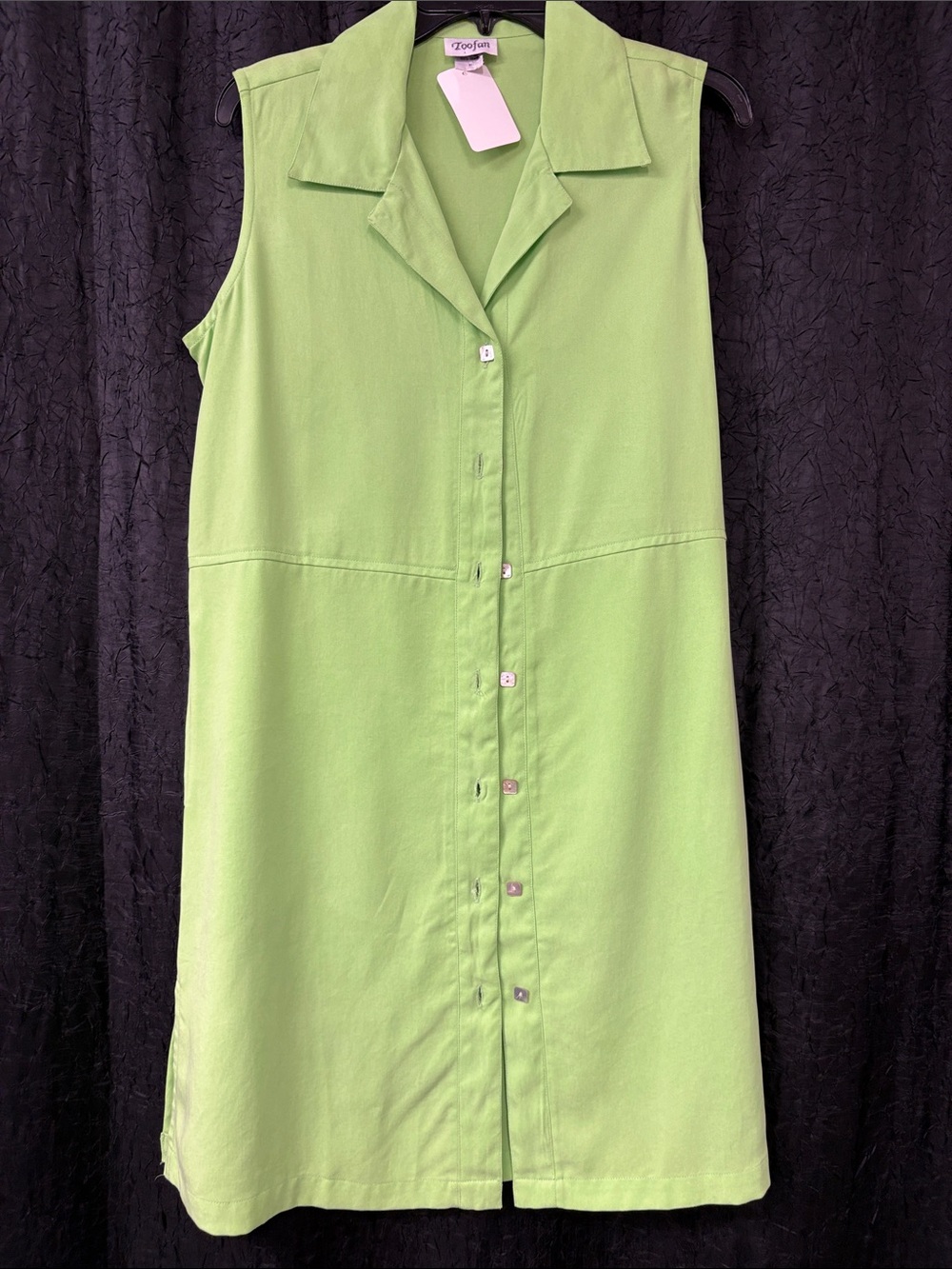 Toofan Women's Sleeveless Button-Front Lime Green Dress